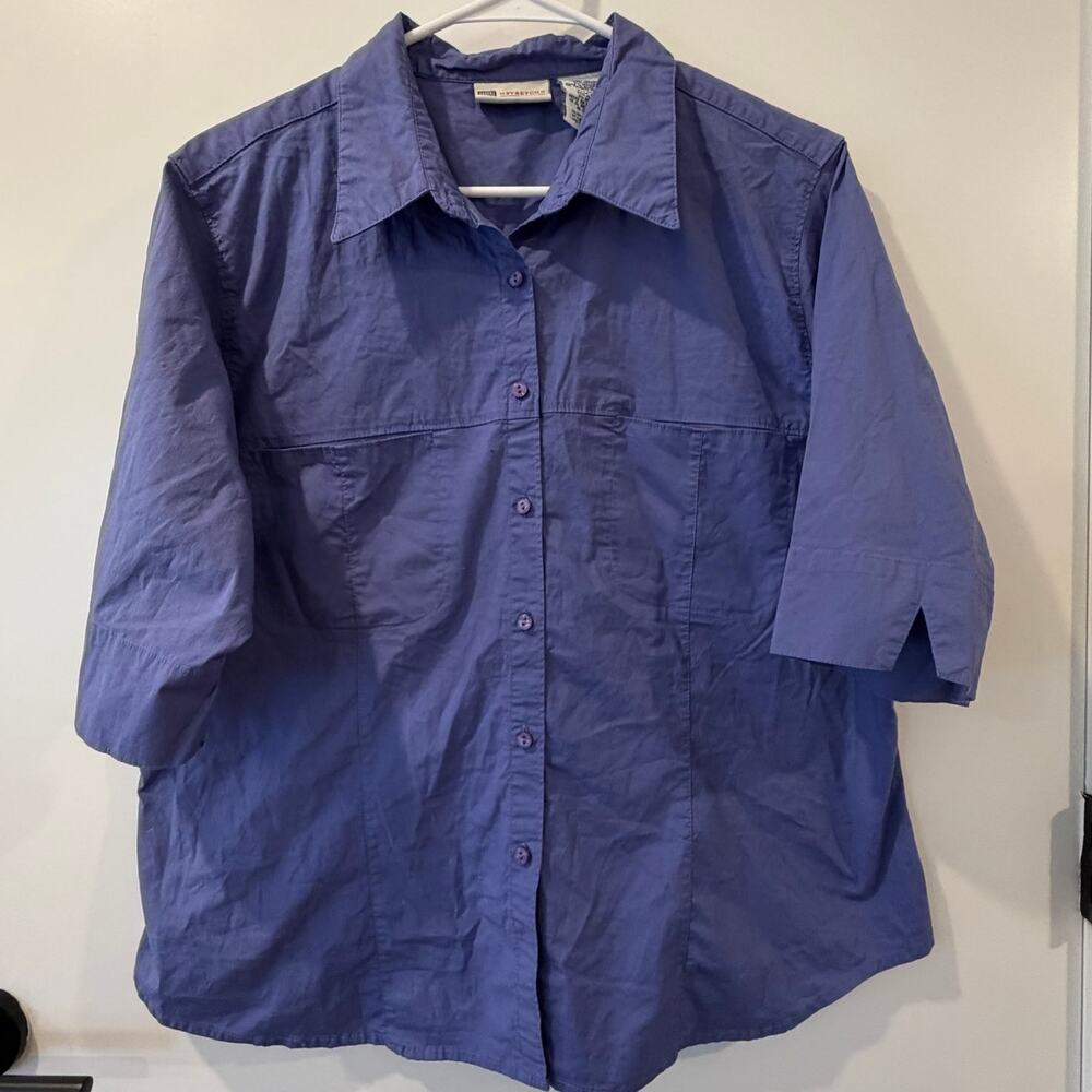 Faded Glory Stretch Plus Size Womens Work Shirt 3/4 Sleeve 18W/20W Cotton Blend
